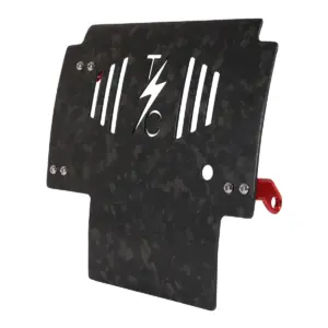 2024+ Touring Skid Plate - Real Forged Carbon W/ Red Brackets