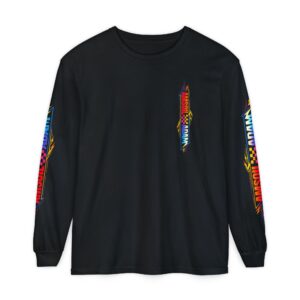 Retro Neon Motorcycle Drifter Long Sleeve T-Shirt | Vaporwave Sunset